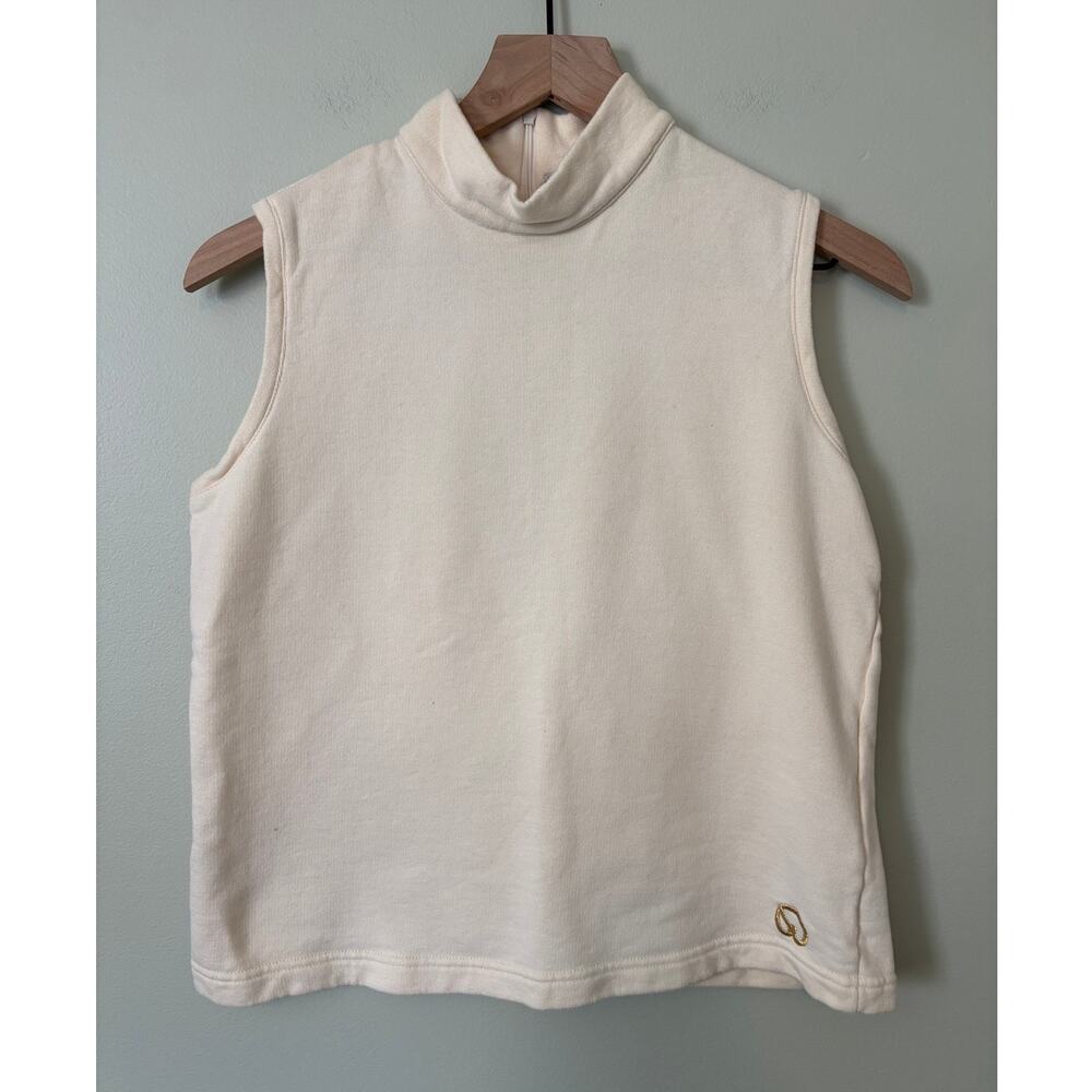 St. John Sport Cream Mock Neck Tank Shirt Medium